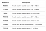 Tabla de referencias y medidas de Correas trenzadas
